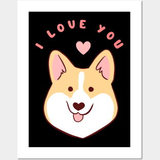 I love you a cute corgi illustration Posters and Art